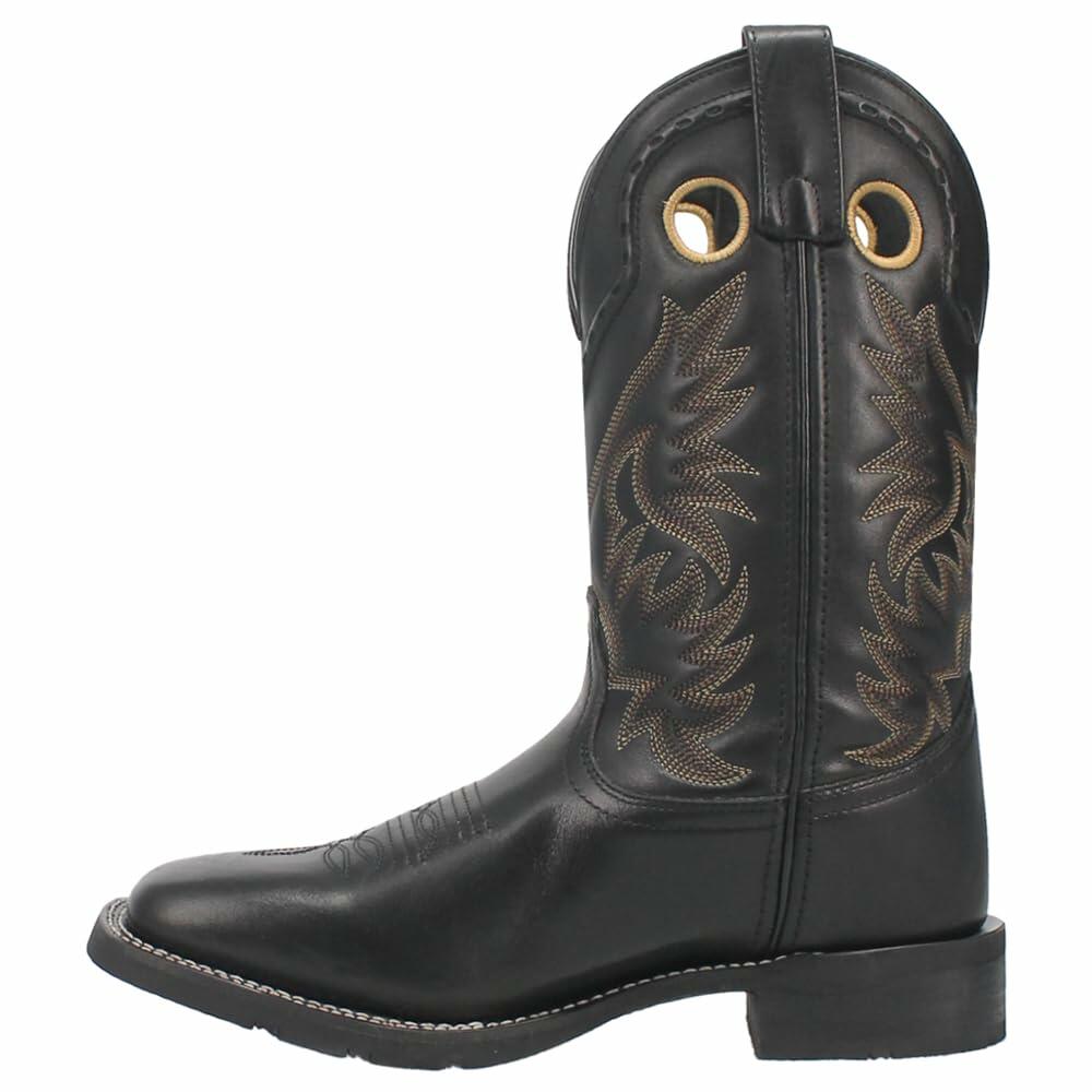 Laredo Mens Kane Embroidered Square Toe Pull On Casual Boots Mid Calf - Black - Size 11.5 D
