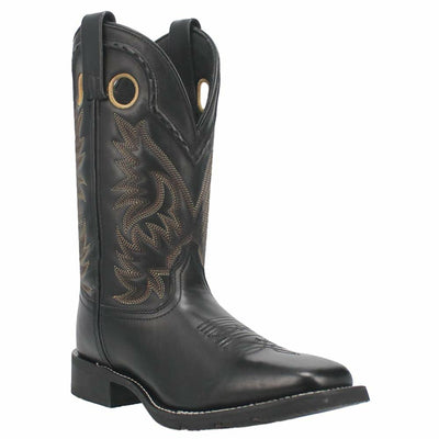 Laredo Mens Kane Embroidered Square Toe Pull On Casual Boots Mid Calf - Black - Size 11.5 D
