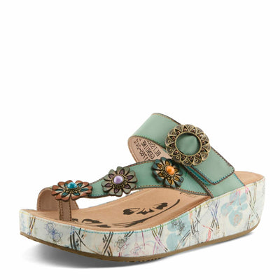 L'Artiste by Spring Step Women's Blissbloom Sandal, Mint Green, 7.5-8