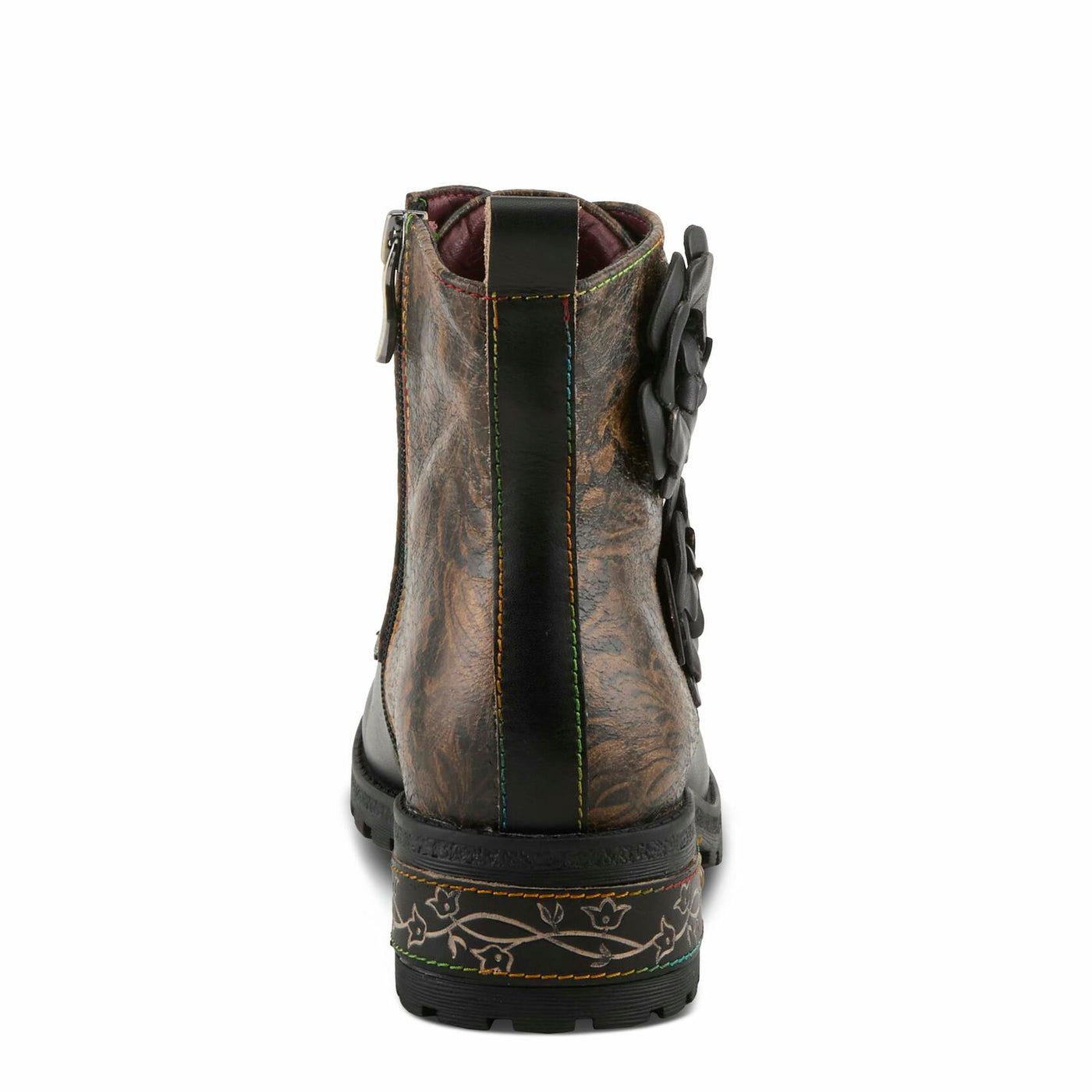 Spring Step L'Artiste Martinela Heeled Booties | Floral Appliqué Leather Ankle Boots with Artistic Touch BLACK MULTI EU 42 / US 10.5-11
