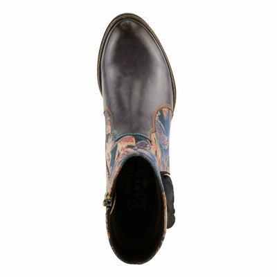 Spring Step L'Artiste Naima Heeled Booties | Floral-Printed Leather Ankle Boots with Rose Cutout Design BLUE MULTI EU 37 / US 6.5-7