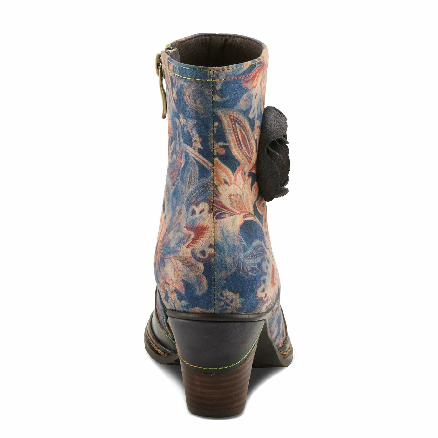 Spring Step L'Artiste Naima Heeled Booties | Floral-Printed Leather Ankle Boots with Rose Cutout Design BLUE MULTI EU 37 / US 6.5-7