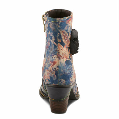 Spring Step L'Artiste Naima Heeled Booties | Floral-Printed Leather Ankle Boots with Rose Cutout Design BLUE MULTI EU 37 / US 6.5-7
