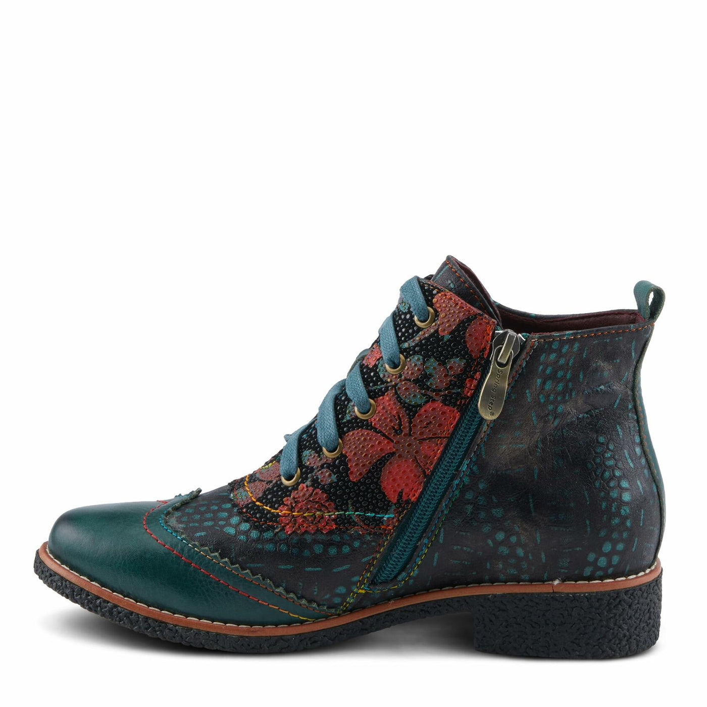 Spring Step L'Artiste Muggianahi Women's Oxford Bootie - Metallic Print, Textured Pin Dots, Fashion-Forward & Comfortable Green Multi EU 40 / US 9