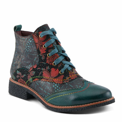 Spring Step L'Artiste Muggianahi Women's Oxford Bootie - Metallic Print, Textured Pin Dots, Fashion-Forward & Comfortable Green Multi EU 40 / US 9