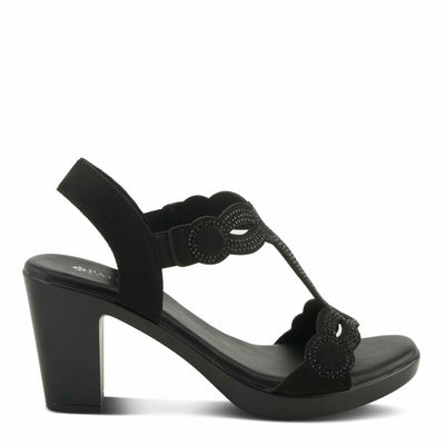 PATRIZIA Women's ILLARA Slip-On T-Strap Heels - Crystal Embellished, Elastic Goring, Cushioned Comfort BLACK EU 39 / US 8.5