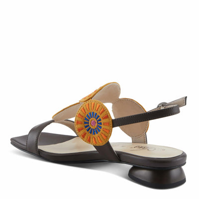 Azura Women's BROIDER Buckle Sandals - Leather Upper, Cushioned Footbed, Adjustable Slingback CHOCOLATE MULTI EU 40 / US 9