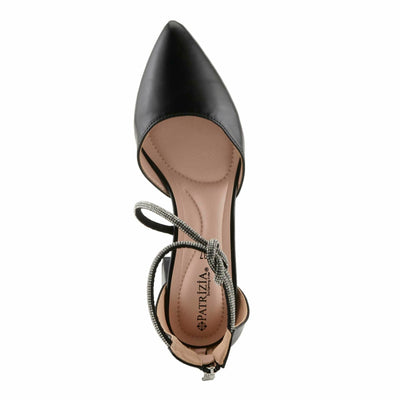 Spring Step L'Artiste Patrizia Women's Eluned Crystal Embellished Pointed-Toe Block Heel Pumps – Elegant Dress Shoes with Asymmetrical Straps & Knot Detail Black EU 38 / US 7.5-8