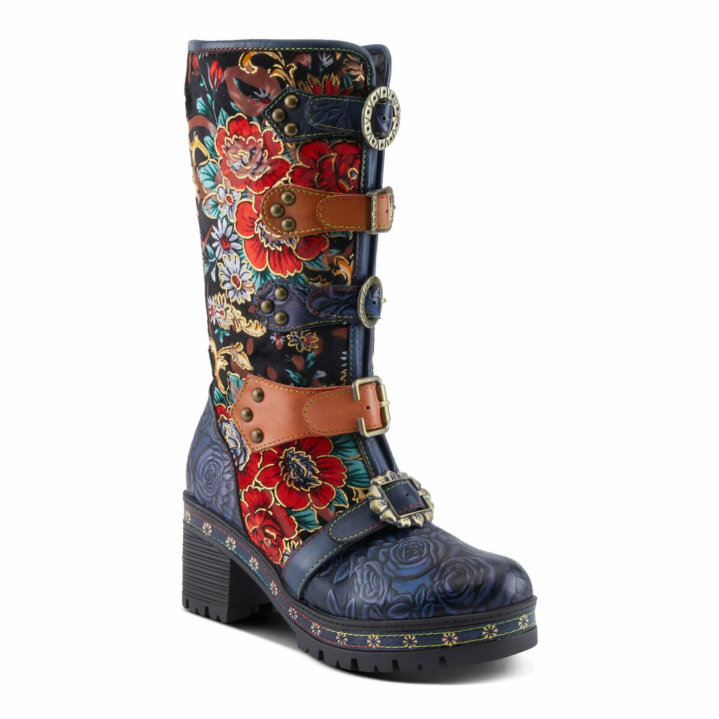 Spring Step L'Artiste Brazen Women's Mid-Shaft Boot - Versatile Chic, Bold & Stylish, Comfortable Ankle Boots Navy Multi EU 40 / US 9