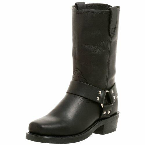 Dingo Mens Dean Harness Square Toe Pull On Motorcycle Casual Boots Mid Calf - Black - Size 9 D_M