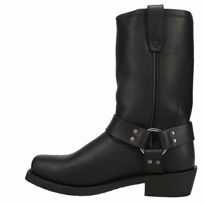 Dingo Mens Dean Harness Square Toe Pull On Motorcycle Casual Boots Mid Calf - Black - Size 9 D_M