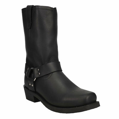 Dingo Mens Dean Harness Square Toe Pull On Motorcycle Casual Boots Mid Calf - Black - Size 9 D_M