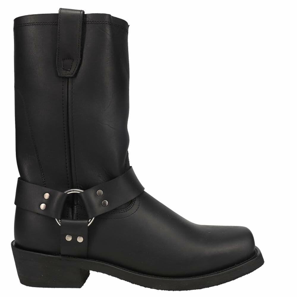 Dingo Mens Dean Harness Square Toe Pull On Motorcycle Casual Boots Mid Calf - Black - Size 9 D_M