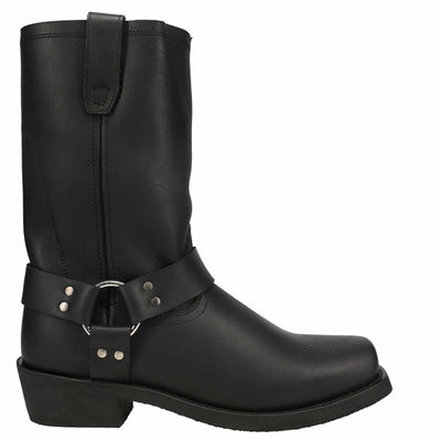 Dingo Mens Dean Harness Square Toe Pull On Motorcycle Casual Boots Mid Calf - Black - Size 9 D_M
