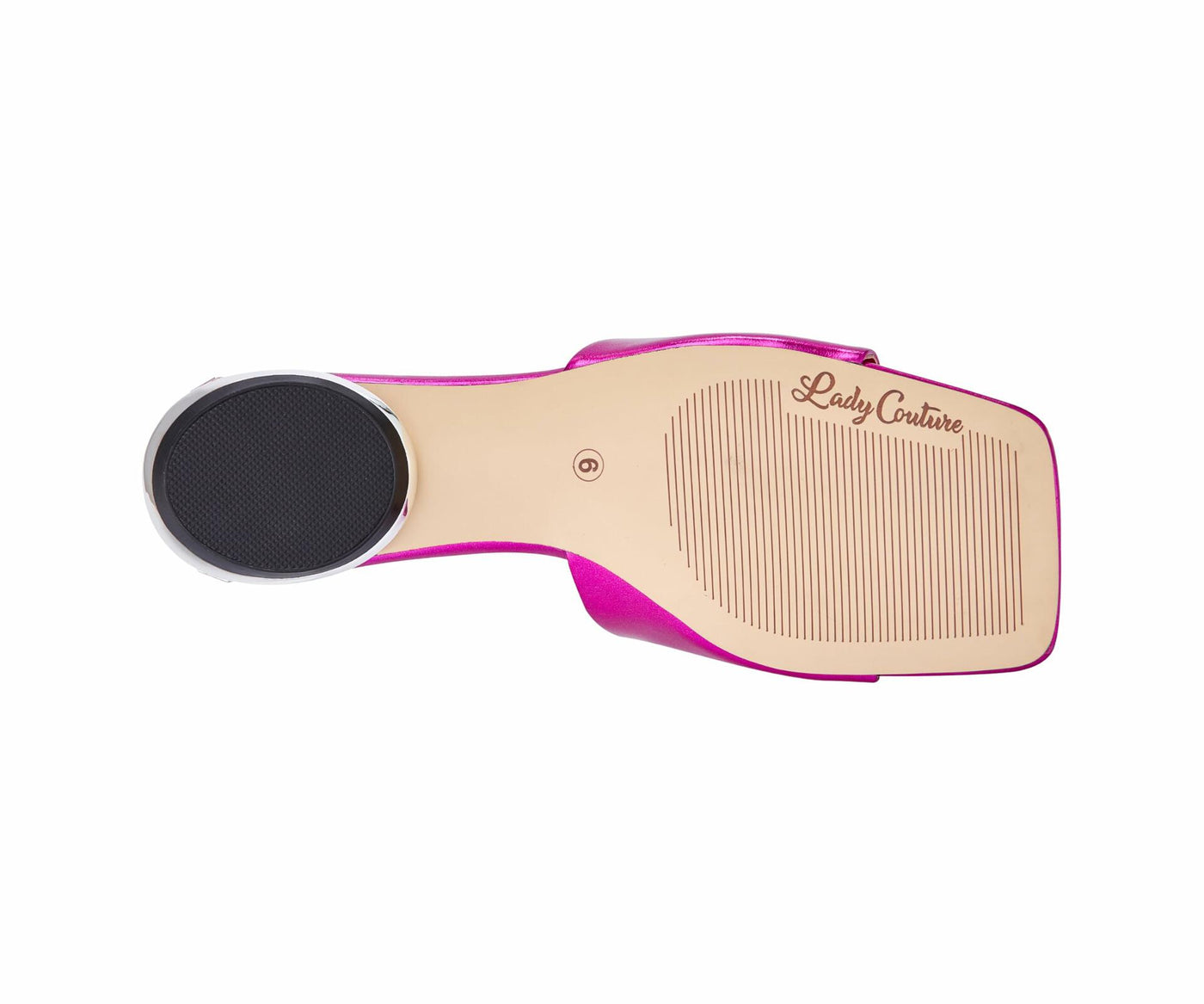Lady Couture Amore Metallic Jewel Slide, Fuchsia, 4