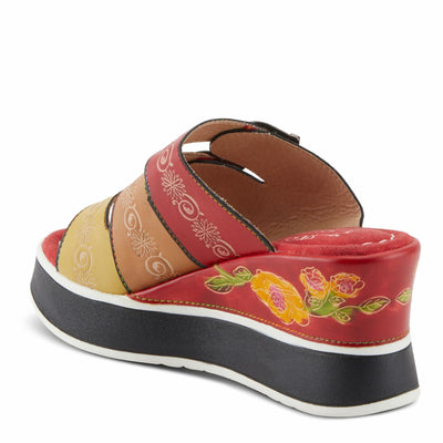 Spring Step L'Artiste Women's CALIGAL Hand-Painted Lightweight Platform Wedges Red Multi EU 37 / US 6.5-7
