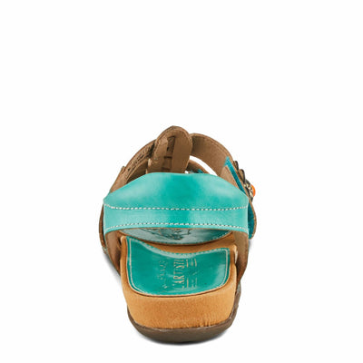 Spring Step L'Artiste Women's ACTIONETTA Artistic Sandals with Multiple Hook and Loop Closures Turquoise Multi EU 38 / US 7.5-8