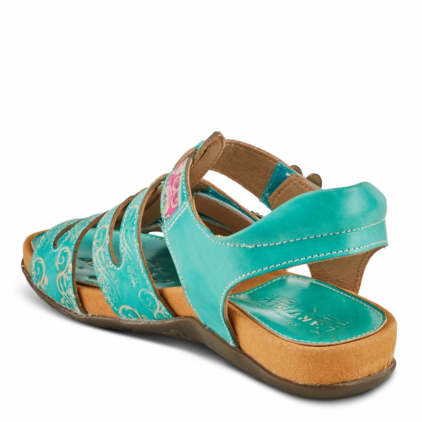 Spring Step L'Artiste Women's ACTIONETTA Artistic Sandals with Multiple Hook and Loop Closures Turquoise Multi EU 38 / US 7.5-8