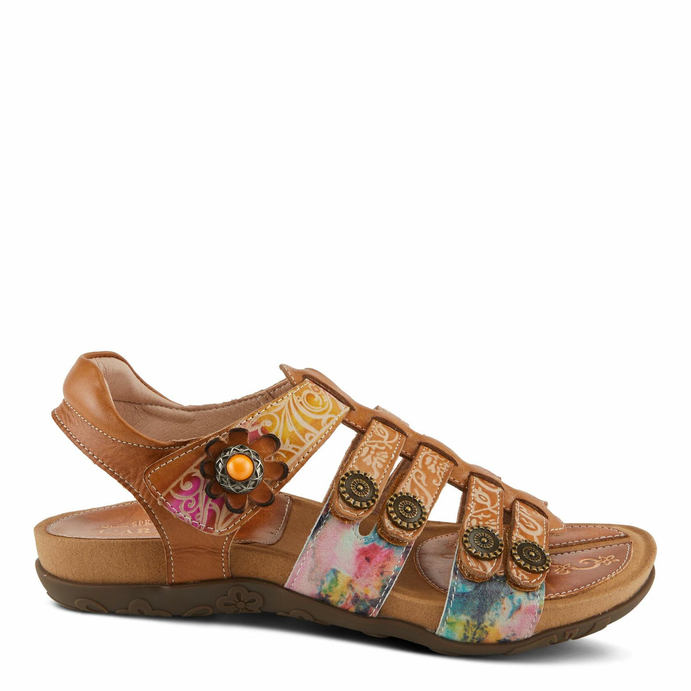 Spring Step L'Artiste Women's ACTIONETTA Artistic Sandals with Multiple Hook and Loop Closures Navy Multi EU 42 / US 10.5-11