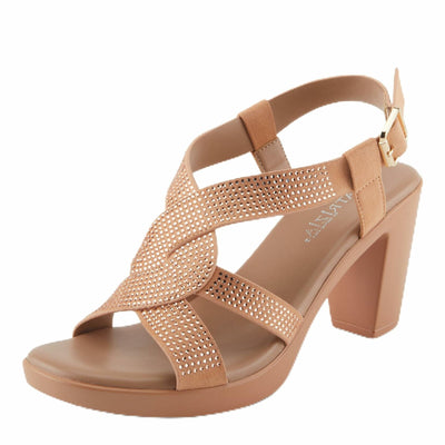 PATRIZIA Women's DRINA Slingback Cross-Over Heeled Sandals Blush EU 42 / US 10.5-11