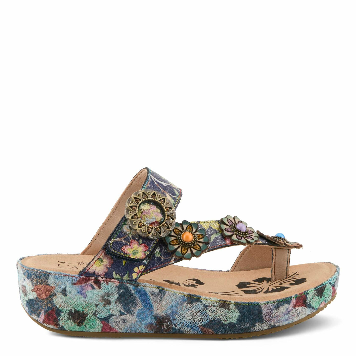 L'Artiste by Spring Step Women's Blissbloom Sandal, Navy Multi, 5.5-6