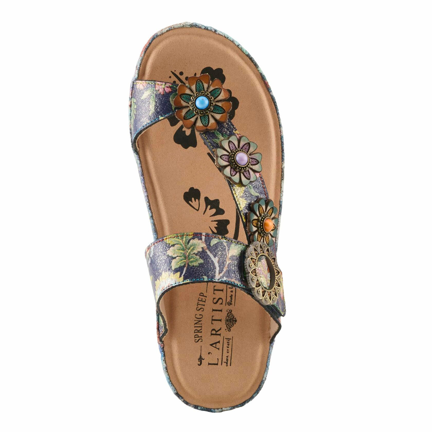 L'Artiste by Spring Step Women's Blissbloom Sandal, Navy Multi, 5.5-6