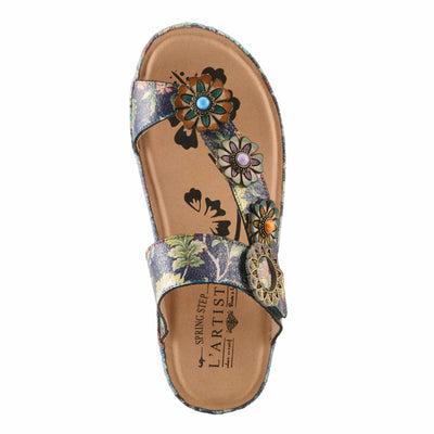 L'Artiste by Spring Step Women's Blissbloom Sandal, Navy Multi, 5.5-6