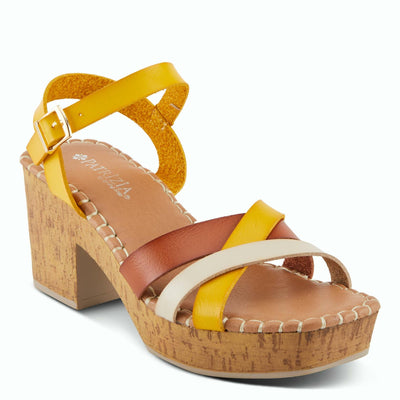 PATRIZIA Women's SANDRINE Quarter Strap Cork Platform Sandals Mustard Multi EU 38 / US 7.5-8