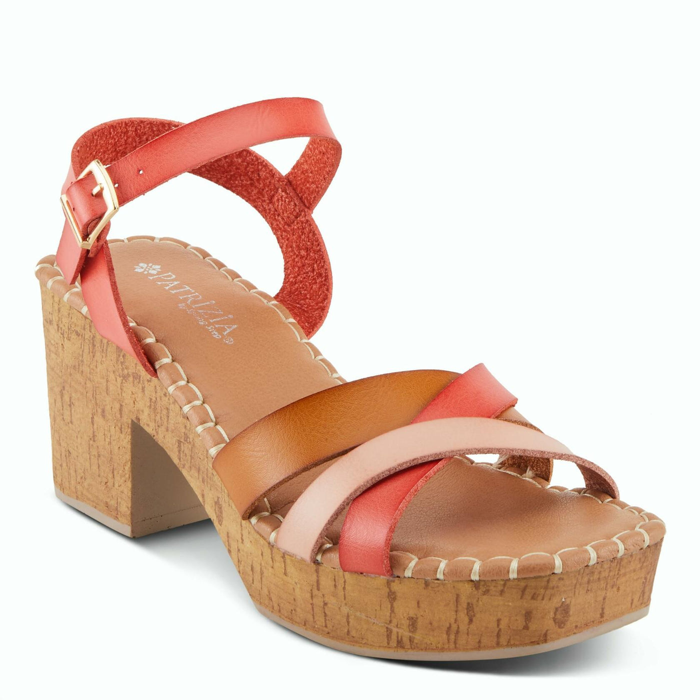 PATRIZIA Women's SANDRINE Quarter Strap Cork Platform Sandals Red Multi EU 37 / US 6.5-7