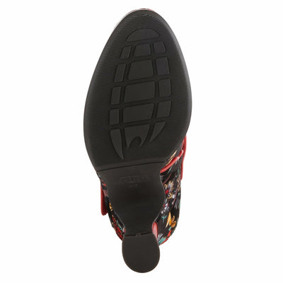 Spring Step L'Artiste Adodora Mary Jane Heeled Shoes for Women - Hand Painted Floral Tapestry, Hook and Loop with Velvet Lining Cushioned Insole, 2.5? Heel, Red Multi EU 37 / US 6.5-7