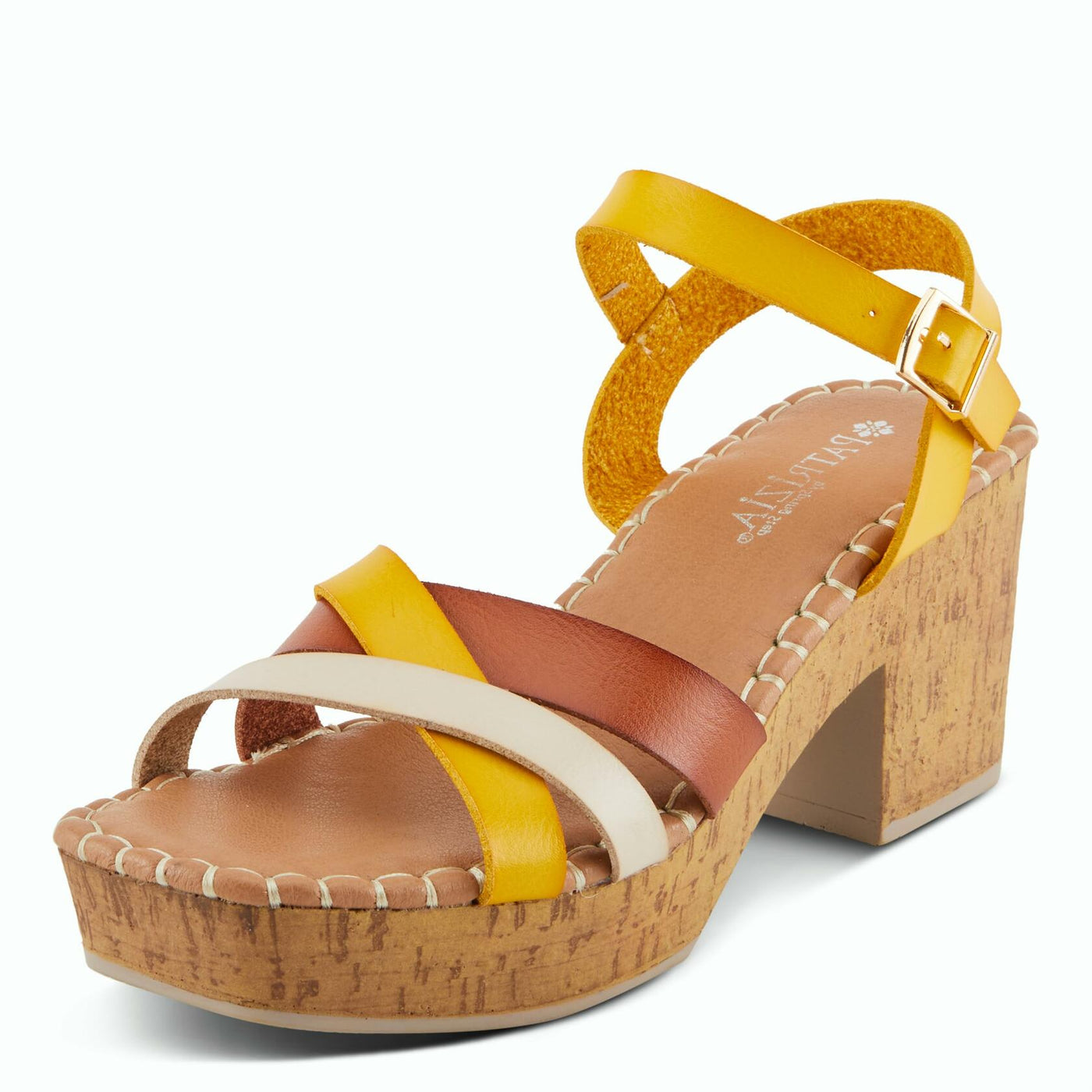 PATRIZIA Women's SANDRINE Quarter Strap Cork Platform Sandals Mustard Multi EU 38 / US 7.5-8