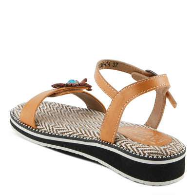 Spring Step L'Artiste Women's Tilton - Casual-Chic Hand-Painted Floral Sandals Camel EU 42 / US 10.5-11