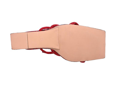 Ninety Union Angel 3 Band Metallic Snake Open Toe Wedge Slide, Red, 7