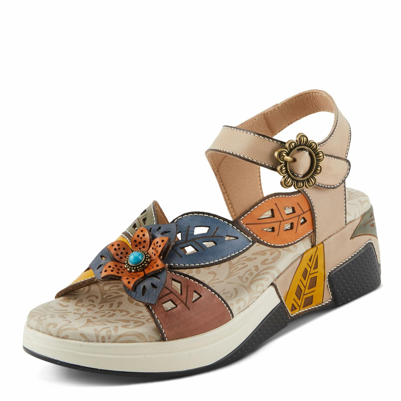 Spring Step L'Artiste Women's ALORA - Hand-Painted Lightweight Athleisure Sandals for Women Light Beige Multi EU 38 / US 7.5-8