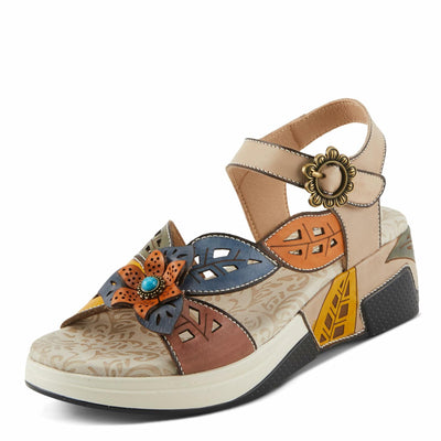 Spring Step L'Artiste Women's ALORA - Hand-Painted Lightweight Athleisure Sandals for Women Light Beige Multi EU 38 / US 7.5-8