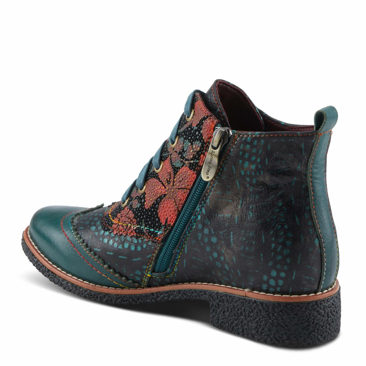 Spring Step L'Artiste Muggianahi Women's Oxford Bootie - Metallic Print, Textured Pin Dots, Fashion-Forward & Comfortable Green Multi EU 40 / US 9