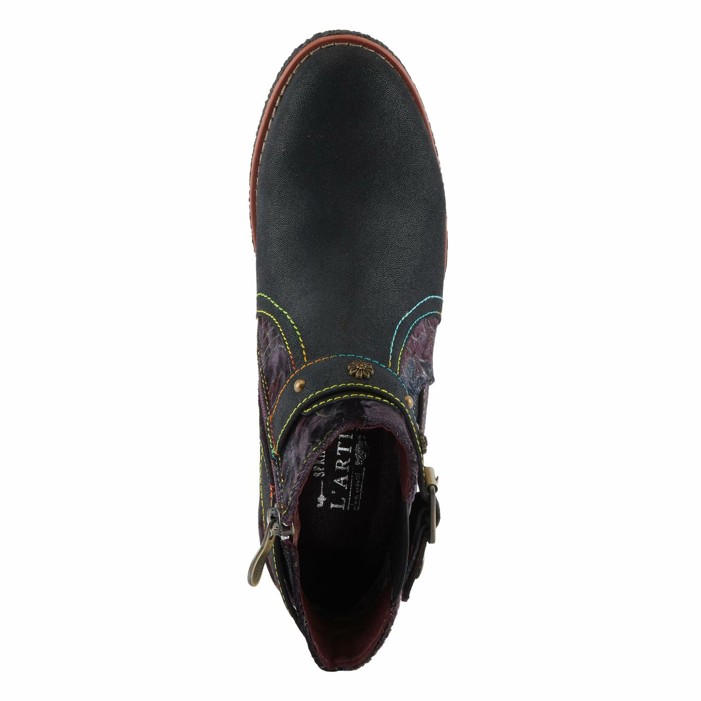 Spring Step L'Artiste Airies Women's Chelsea Boot - Edgy Studs, Ornate Embellishments, Show-Stopping Style Black Metallic EU 37 / US 6.5-7