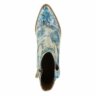 Spring Step L'Artiste Women's FLIRTINI Western Summer Boots - Metallic Leather, Pull Tabs, Low Stacked Heel Blue Multi EU 38 / US 7.5-8