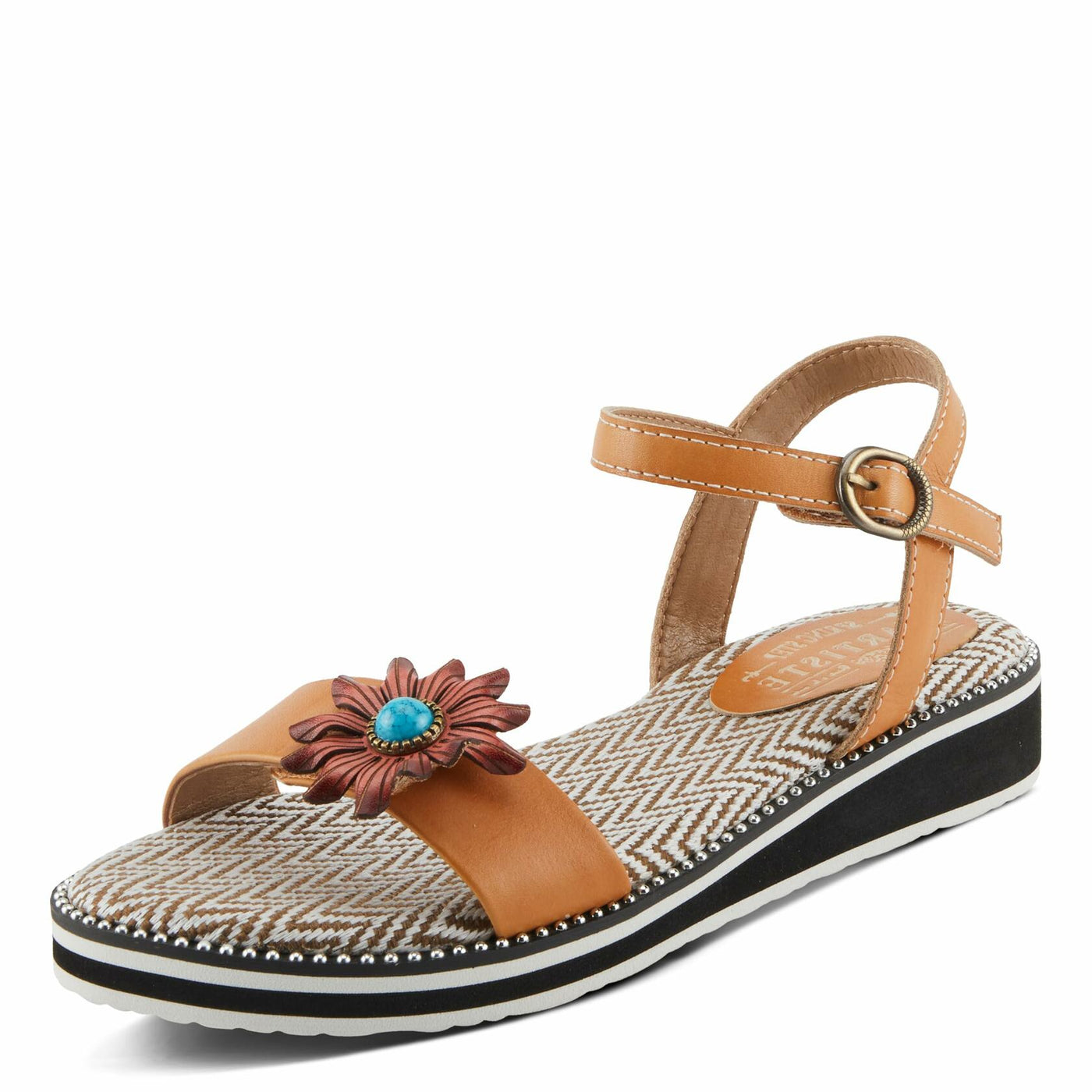 Spring Step L'Artiste Women's Tilton - Casual-Chic Hand-Painted Floral Sandals Camel EU 42 / US 10.5-11