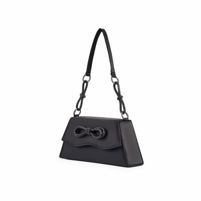 Lady Couture AMY Rhinestone Bow Handbag, Black