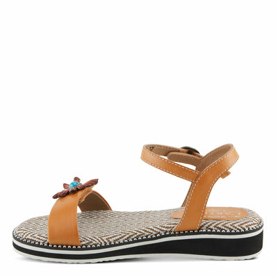 Spring Step L'Artiste Women's Tilton - Casual-Chic Hand-Painted Floral Sandals Camel EU 42 / US 10.5-11