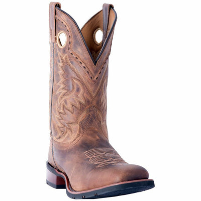 Laredo Mens Kane Embroidered Square Toe Pull On Casual Boots Mid Calf - Brown - Size 13 D