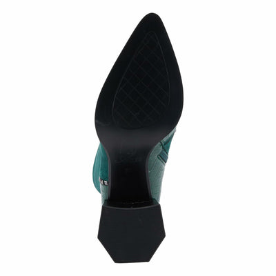 Azura Women's ZAYRINA Mid-Shaft Leather Boots with Animal Print, Stud Details, and Zipper Closure Green EU 35 / US 5