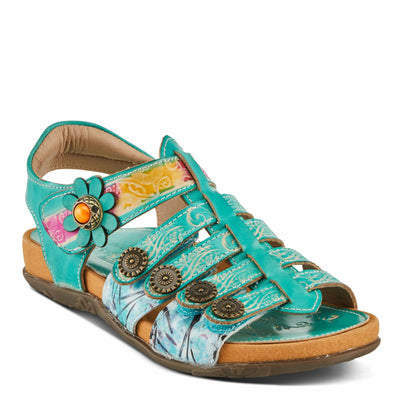 Spring Step L'Artiste Women's ACTIONETTA Artistic Sandals with Multiple Hook and Loop Closures Turquoise Multi EU 38 / US 7.5-8