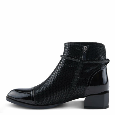 Azura Women's SHELBI Fashionable Leather Booties with Buckle Detail, Side Zipper, and Low Heel Black Patent EU 36 / US 5.5-6