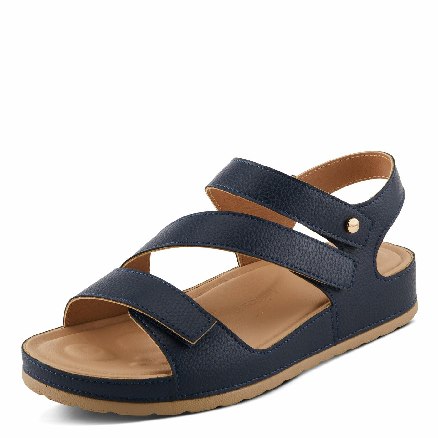 PATRIZIA Women's AREZA Asymmetrical Slingback Flat Sandals Navy EU 35 / US 5