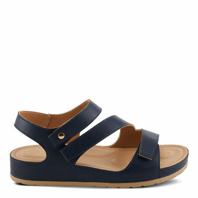 PATRIZIA Women's AREZA Asymmetrical Slingback Flat Sandals Navy EU 35 / US 5