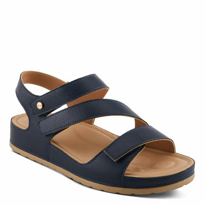 PATRIZIA Women's AREZA Asymmetrical Slingback Flat Sandals Navy EU 35 / US 5
