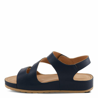 PATRIZIA Women's AREZA Asymmetrical Slingback Flat Sandals Navy EU 35 / US 5