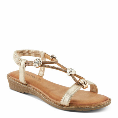 PATRIZIA Women's CHARMER T-Strap Flat Sandals Soft Gold EU 40 / US 9